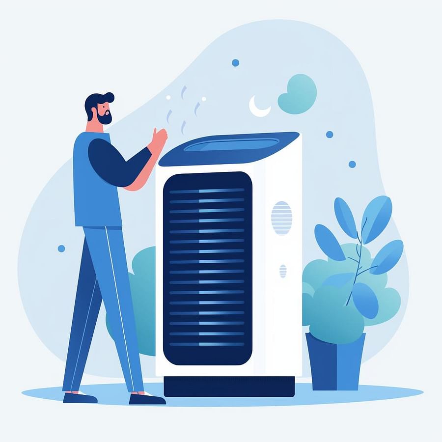 Pressing the reset button on an air purifier